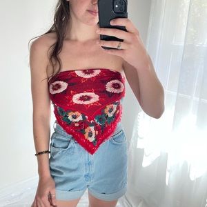 Red Floral Scarf Jacqueline Ferrar